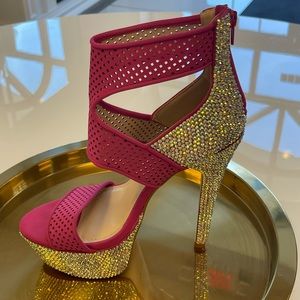 Custom bling pink heels